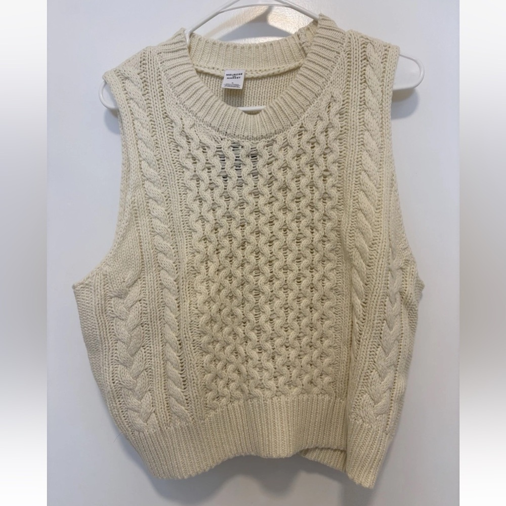 Melrose and Market Cream Cable Knit Sweater Vest